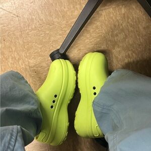 Adiform Adidas Neon Green Clogs
